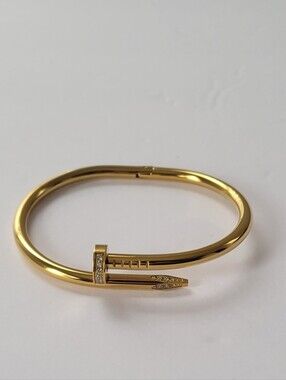 18K Gold Plated Elegant Gold Bangle Bracelet Diamond Nail